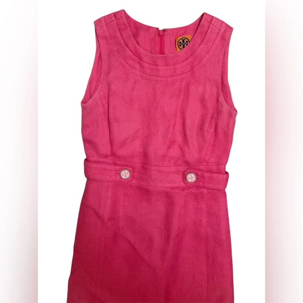 Tory Burch Fuchsia Sleeveless Belted Shift Dress